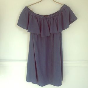 Madewell chambray/ denim off the shoulder dress